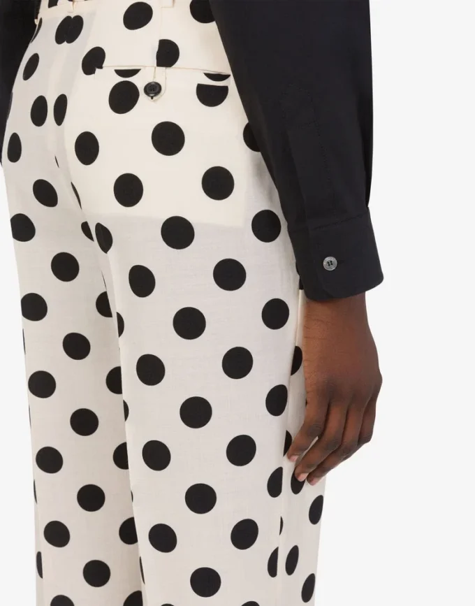Pantaloni in lana con stampa a pois