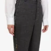 Pantaloni in tela di lana ricamata