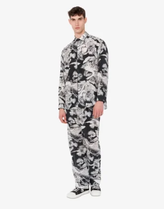 Pantaloni leggeri in popeline di cotone con stampa oca Pantaloni leggeri in popeline di cotone con stampa oca