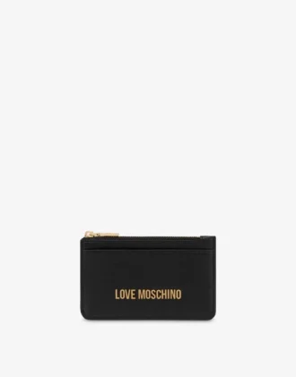 Portafoglio con zip e logo Lettering