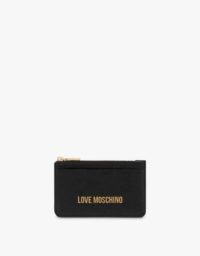 Portafoglio con zip e logo Lettering