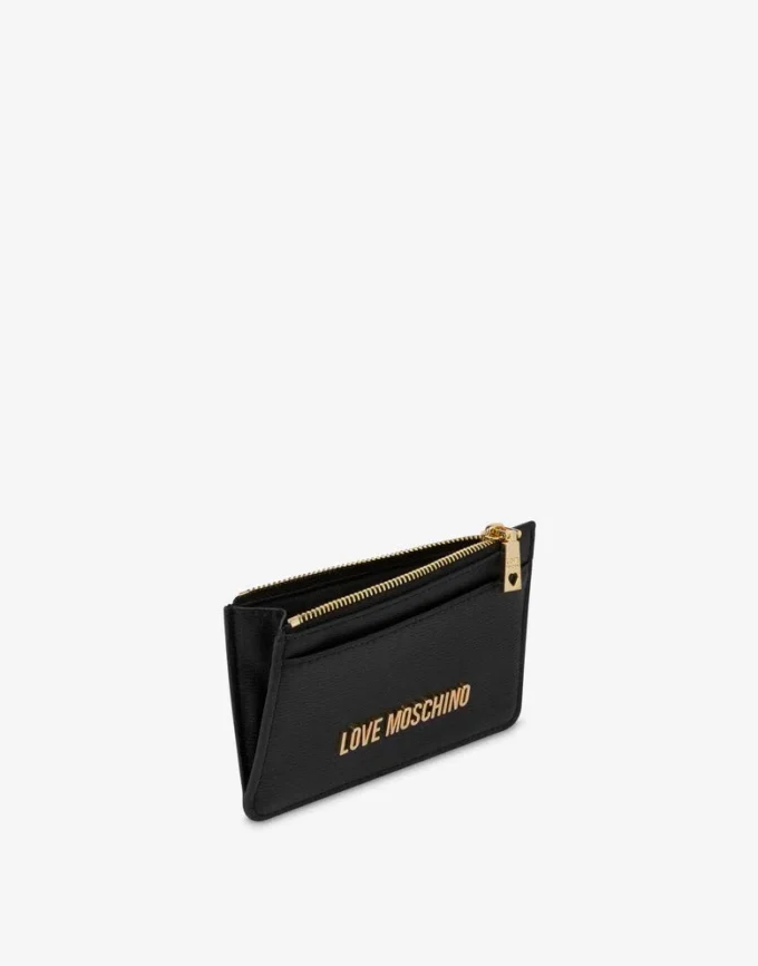 Portafoglio con zip e logo Lettering
