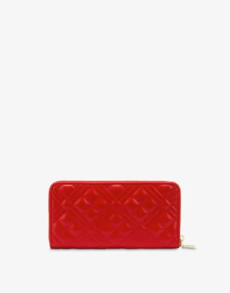 Portafoglio trapuntato con chiusura a zip e ricamo del logo Portafoglio trapuntato con chiusura a zip e ricamo del logo