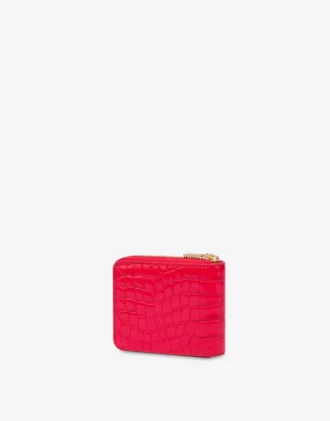 Portafoglio piccolo con zip Croco