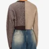 Pullover corto in misto lana intarsio