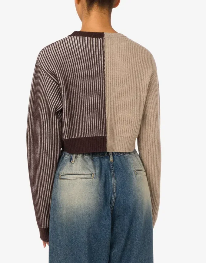 Pullover corto in misto lana intarsio