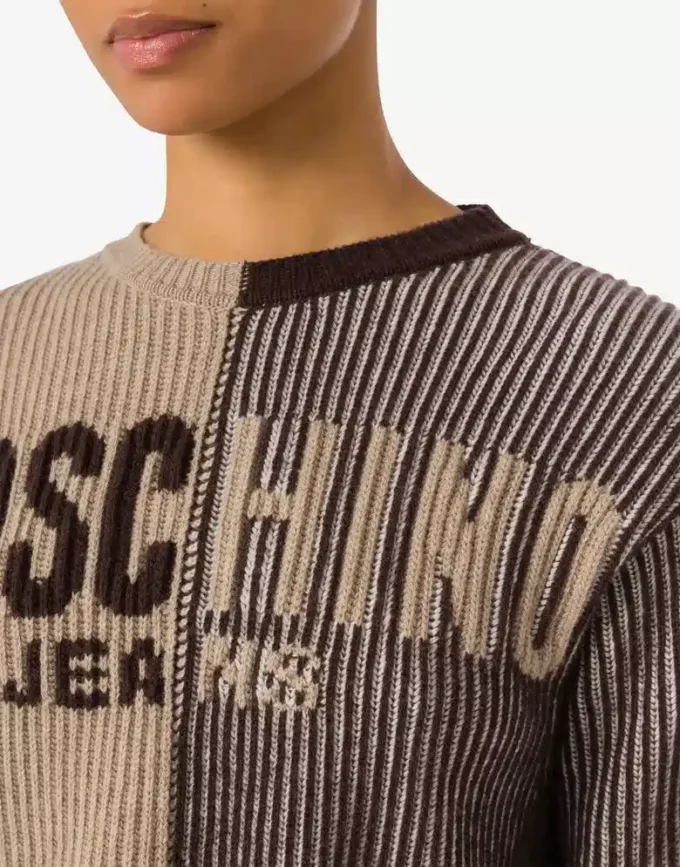 Pullover corto in misto lana intarsio
