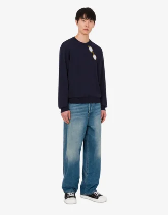 Pullover in lana merino extrafine con intarsio