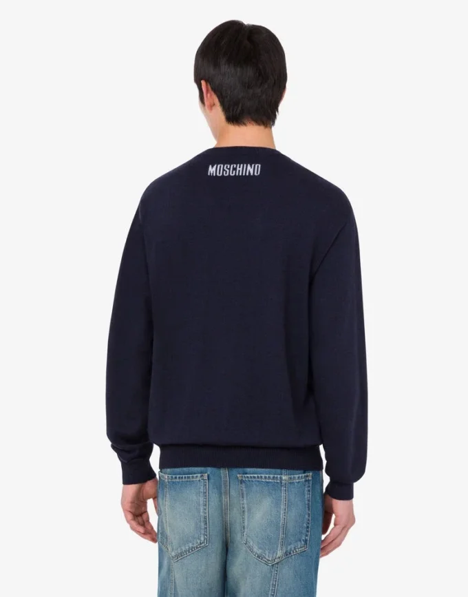Pullover in lana merino extrafine con intarsio