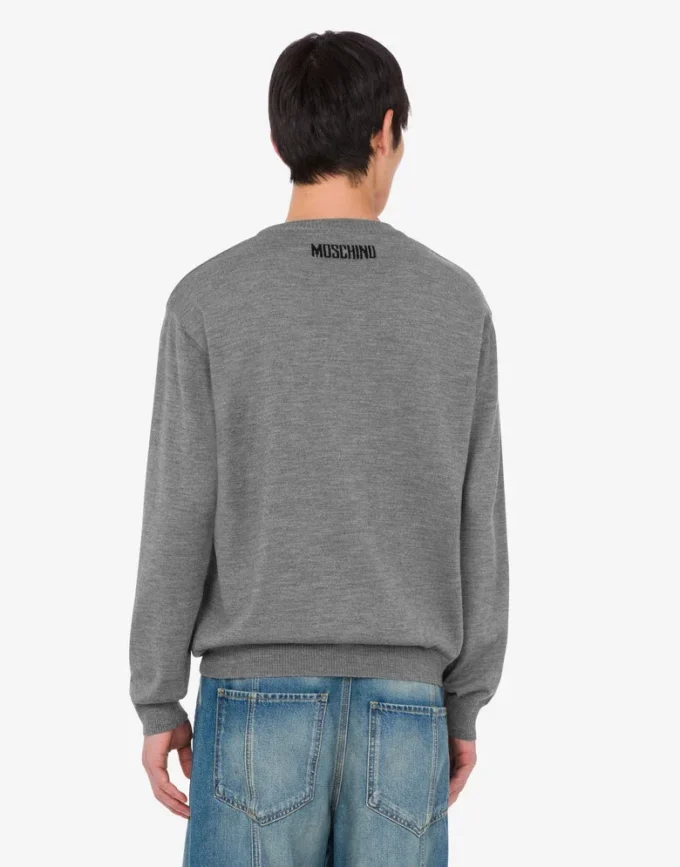Pullover in lana merino extrafine con intarsio