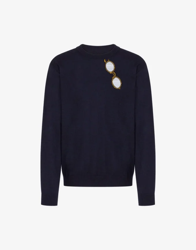 Pullover in lana merino extrafine con intarsio
