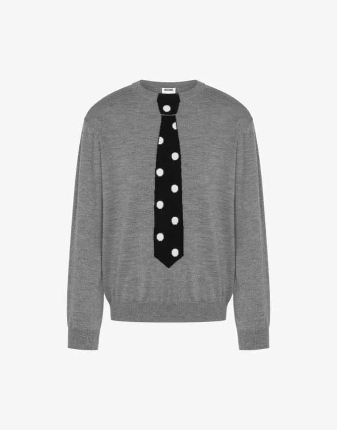 Pullover in lana merino extrafine con intarsio