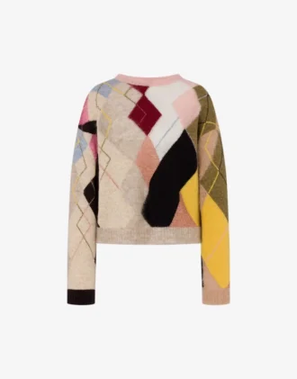 Pullover in mohair con intarsi in garza