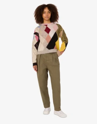 Pullover in mohair con intarsi in garza