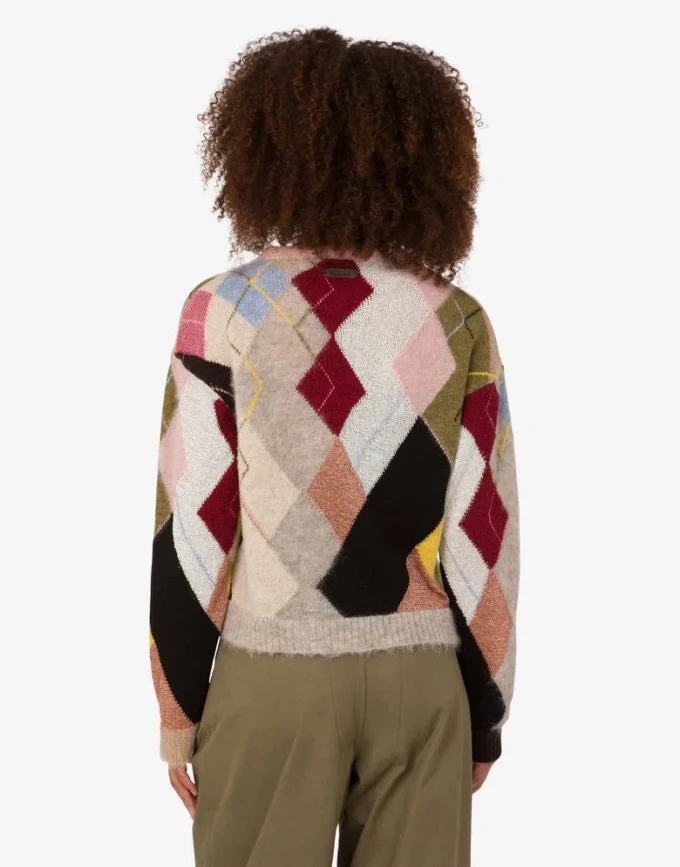 Pullover in mohair con intarsi in garza Pullover in mohair con intarsi in garza