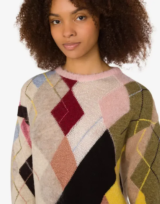 Pullover in mohair con intarsi in garza Pullover in mohair con intarsi in garza