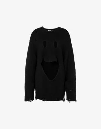 Pullover oversize in lana intagliata
