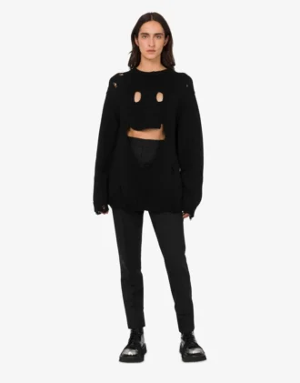 Pullover oversize in lana intagliata