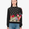 Pullover stampato in misto cotone puro e seta