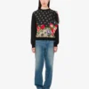 Pullover stampato in misto cotone puro e seta