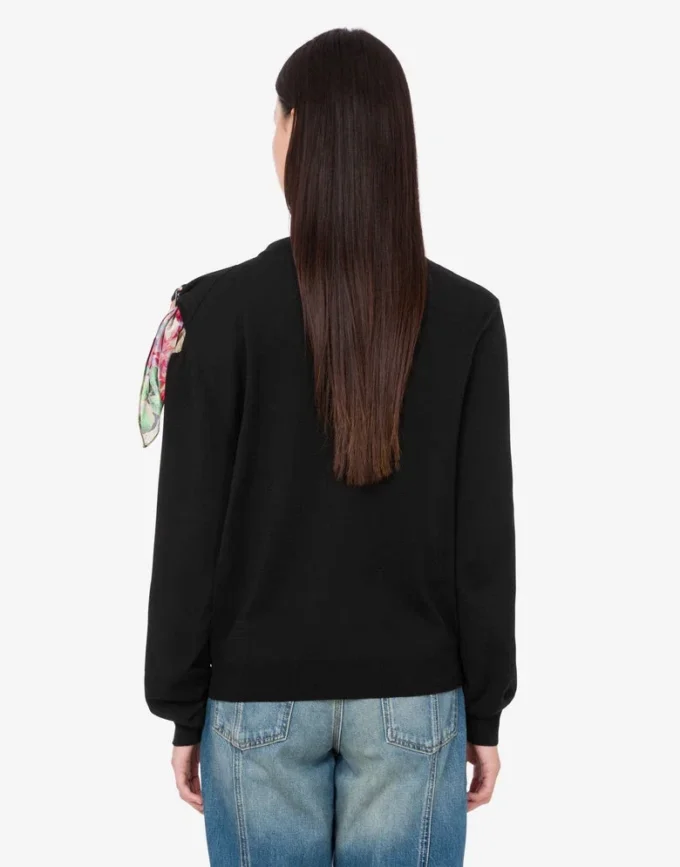 Pullover stampato in misto cotone puro e seta