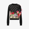 Pullover stampato in misto cotone puro e seta