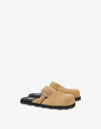 Sabot in pelle scamosciata con cinturino