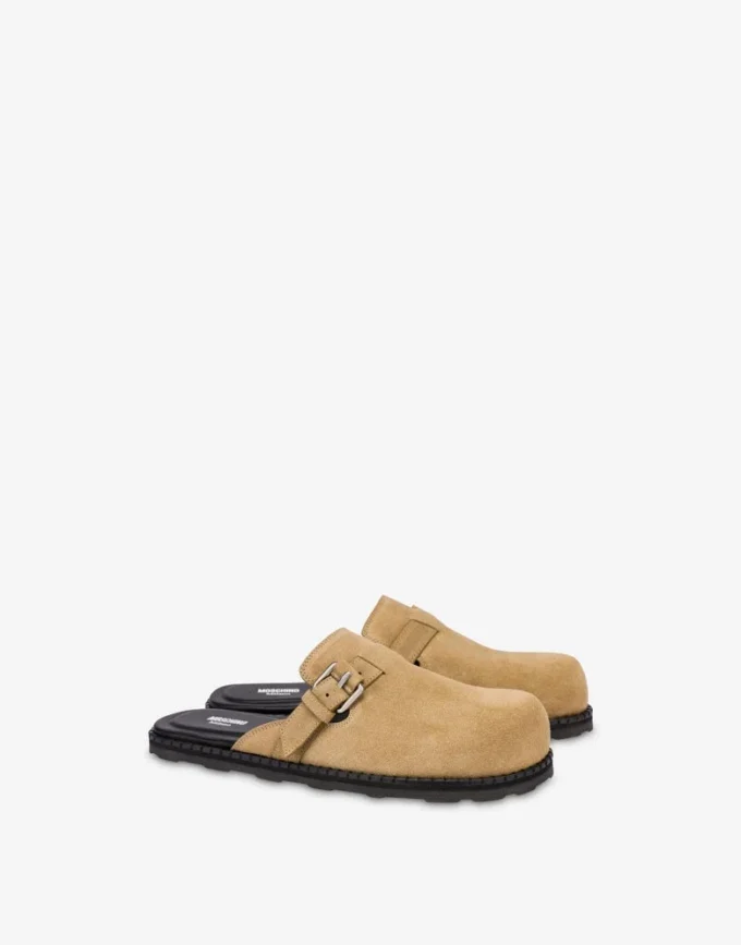 Sabot in pelle scamosciata con cinturino