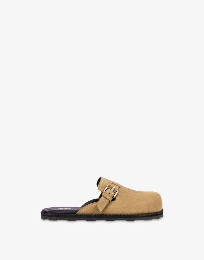 Sabot in pelle scamosciata con cinturino