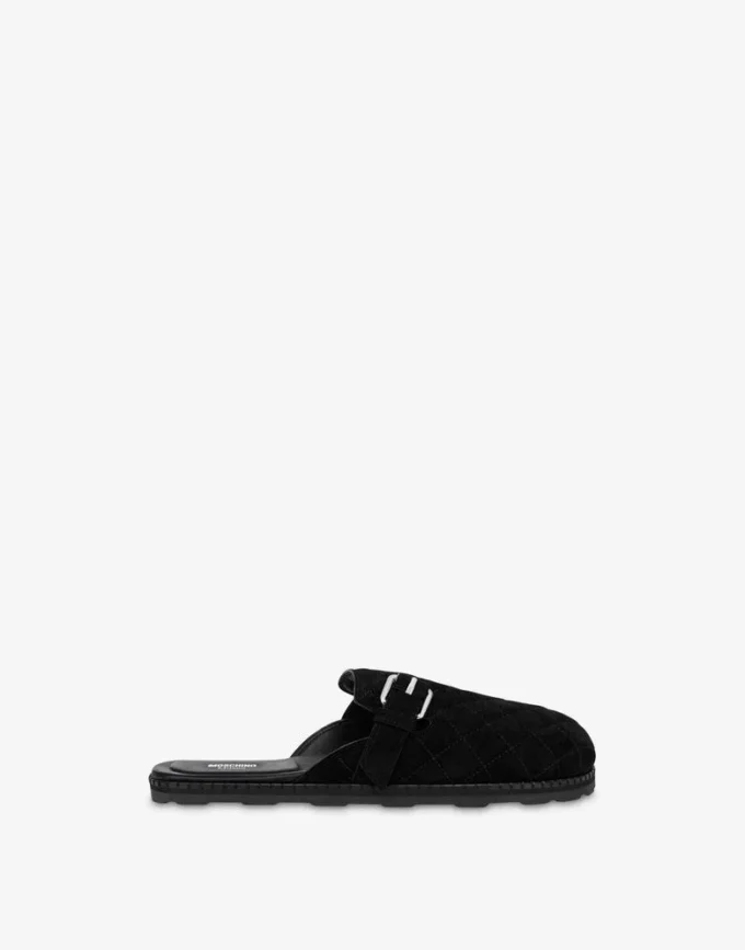 Sabot in pelle scamosciata trapuntata