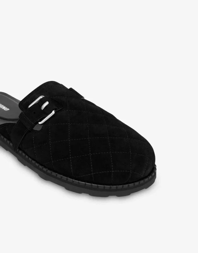 Sabot in pelle scamosciata trapuntata