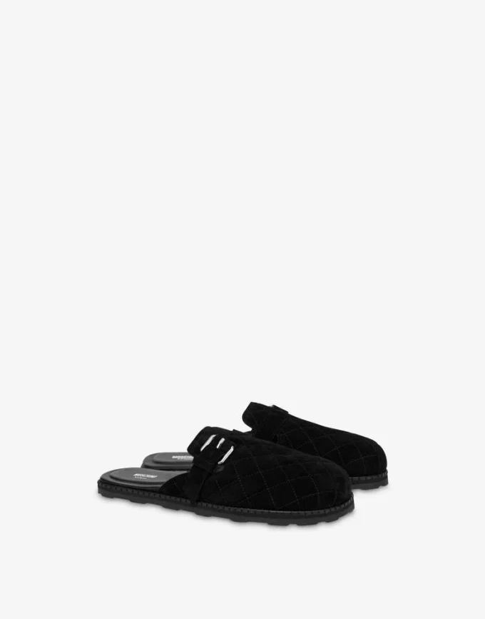 Sabot in pelle scamosciata trapuntata