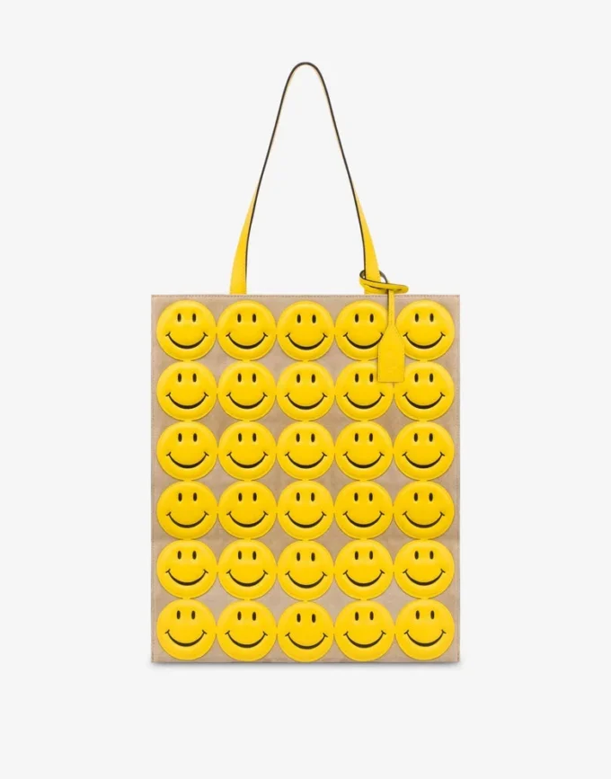 Shopper in pelle scamosciata Allover Smiley® Shopper in pelle scamosciata Allover Smiley®
