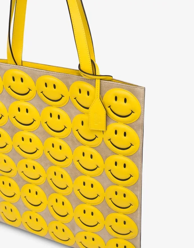 Shopper in pelle scamosciata Allover Smiley® Shopper in pelle scamosciata Allover Smiley®