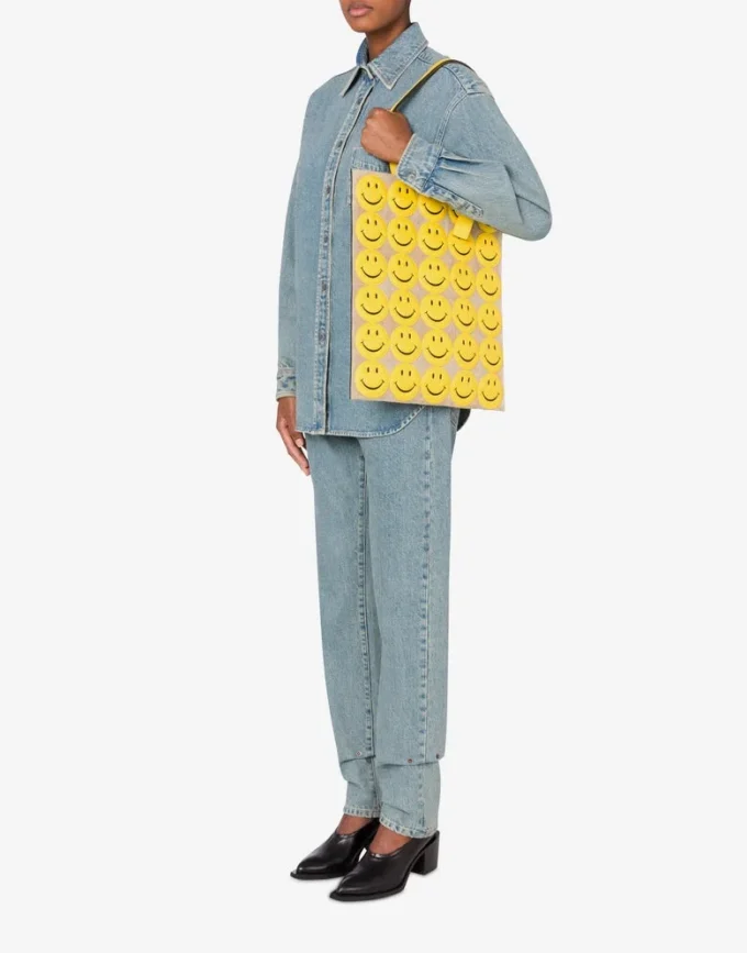 Shopper in pelle scamosciata Allover Smiley® Shopper in pelle scamosciata Allover Smiley®