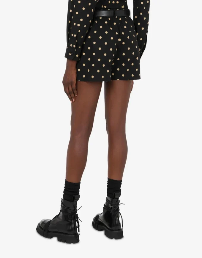 Shorts in popeline di cotone con stampa a pois