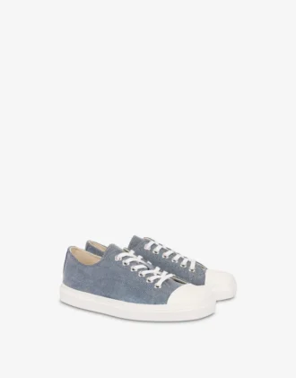 Sneakers in denim floccato