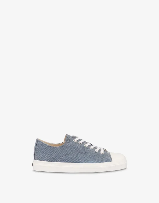 Sneakers in denim floccato