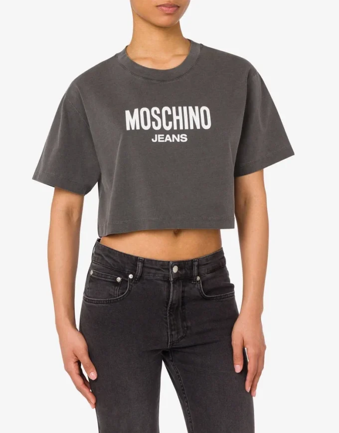 T-shirt corta in jersey di cotone stampato