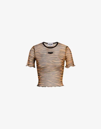 T-shirt corta in tulle stampato