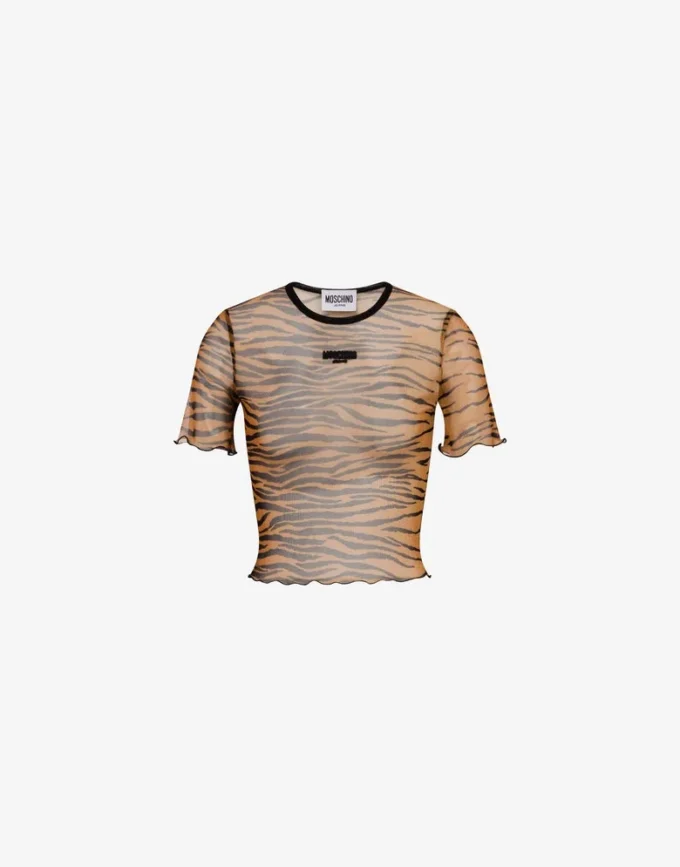 T-shirt corta in tulle stampato