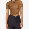 T-shirt corta in tulle stampato