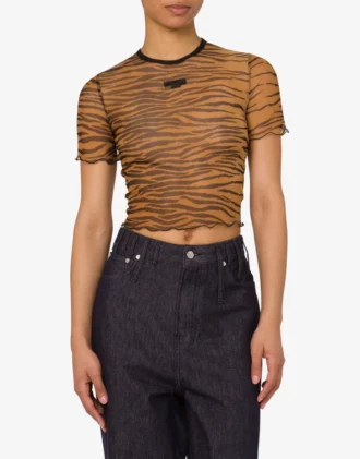 T-shirt corta in tulle stampato