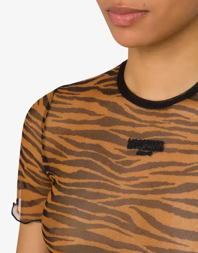 T-shirt corta in tulle stampato