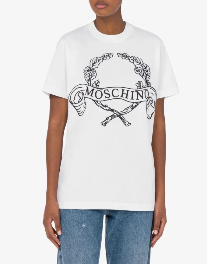 T-shirt in jersey biologico con logo Laurel Crown