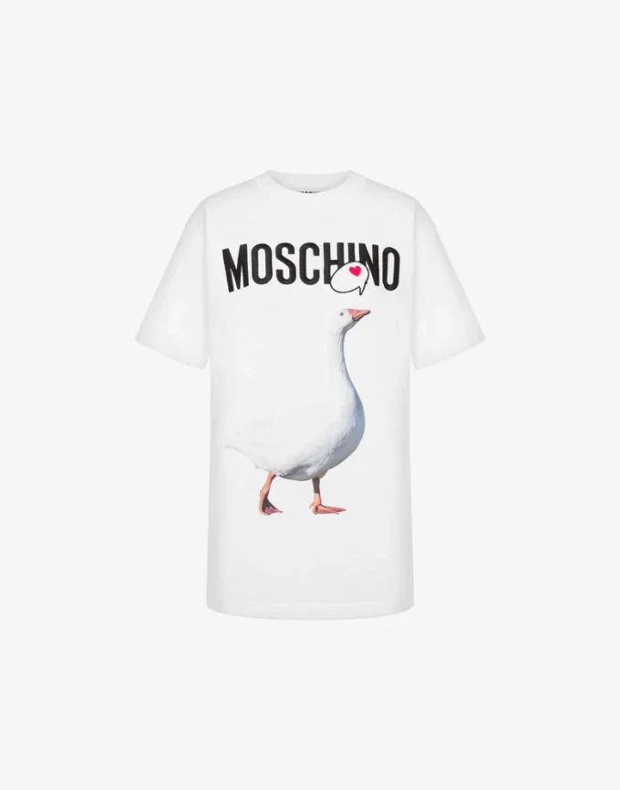 T-shirt in jersey biologico con stampa Goose