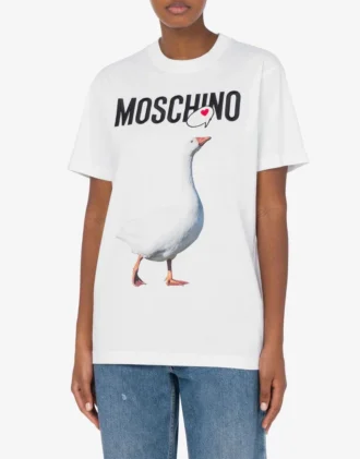 T-shirt in jersey biologico con stampa Goose