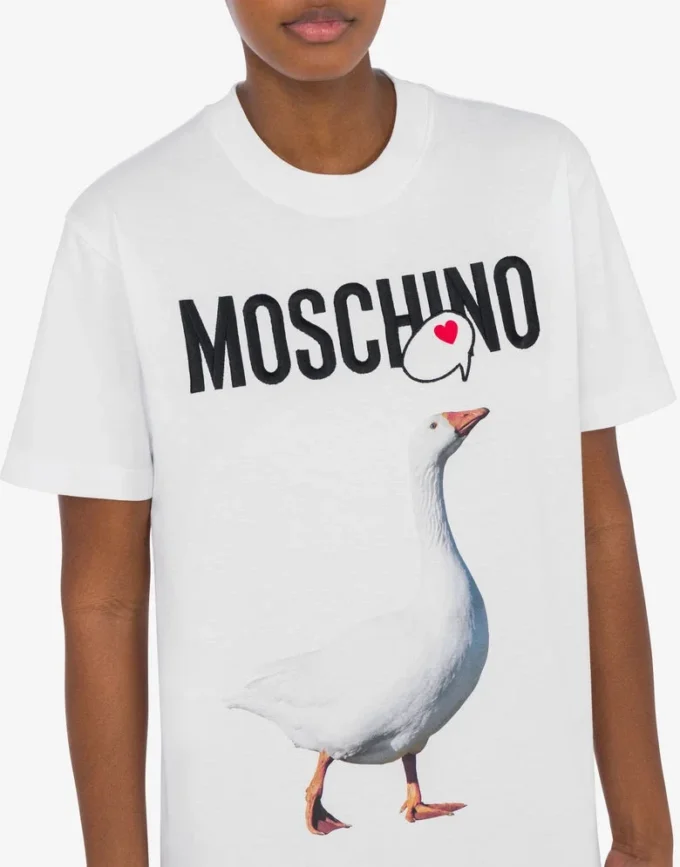 T-shirt in jersey biologico con stampa Goose