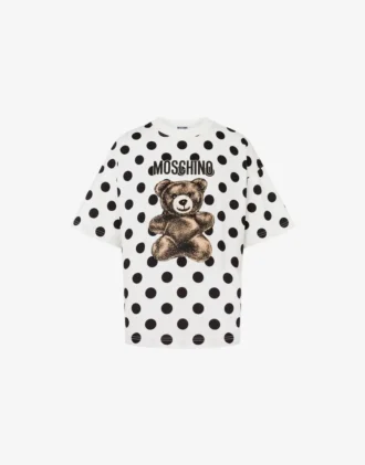 T-shirt in jersey di cotone biologico con stampa Moschino Teddy Bear
