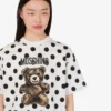 T-shirt in jersey di cotone biologico con stampa Moschino Teddy Bear